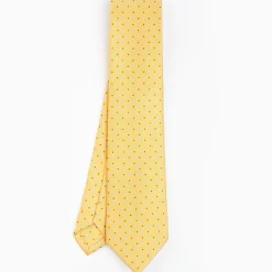 Yellow Sartorial Classic Silk Tie - Small Flower Pattern