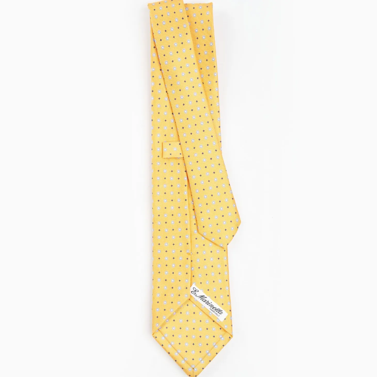 Yellow Sartorial Classic Silk Tie - Small Flower Pattern
