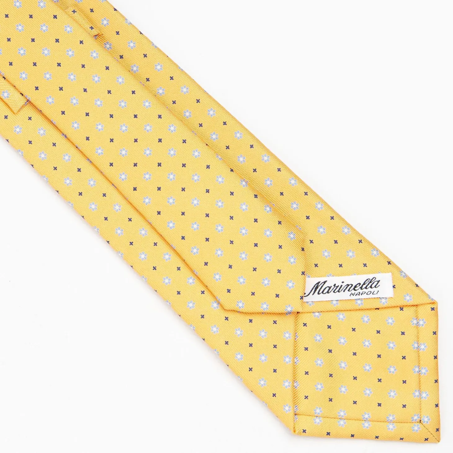 Yellow Sartorial Classic Silk Tie - Small Flower Pattern