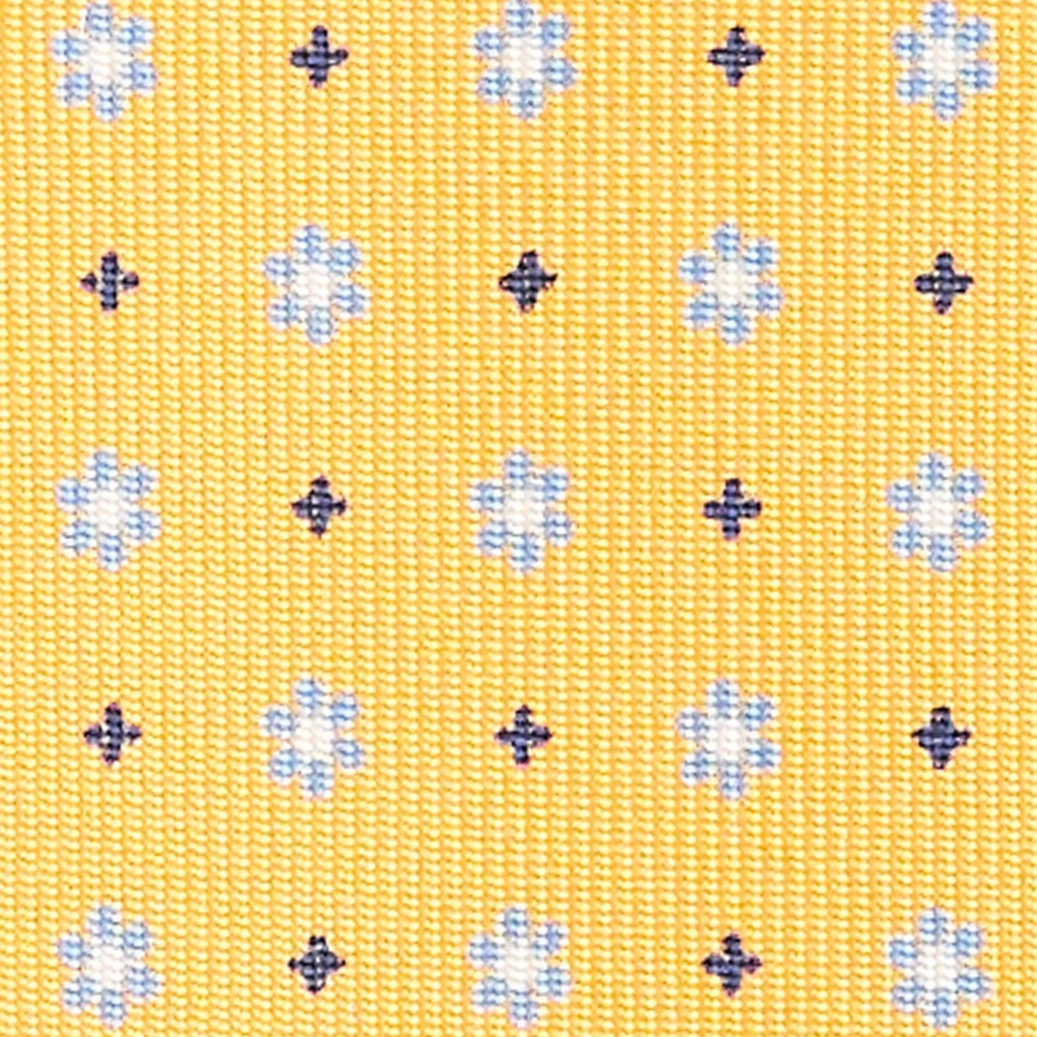 Yellow Sartorial Classic Silk Tie - Small Flower Pattern