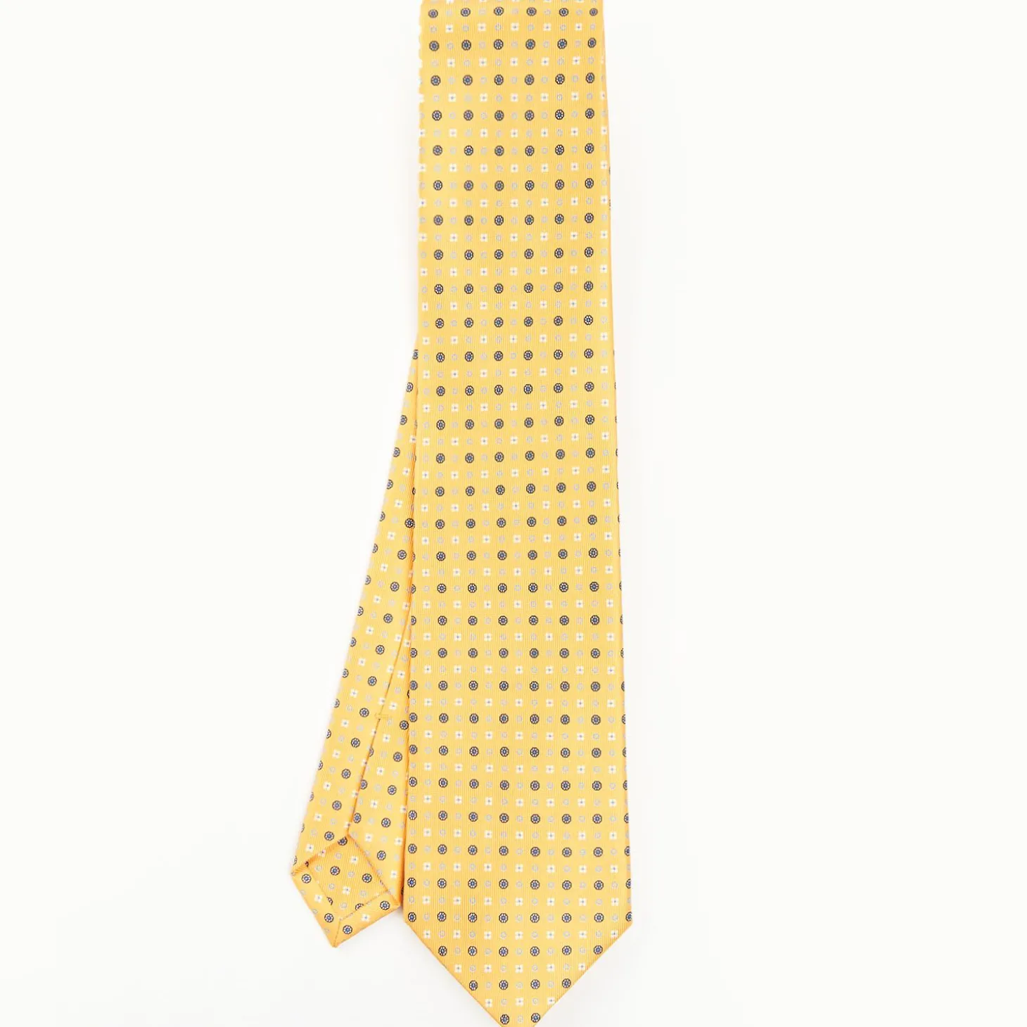 Yellow Sartorial Classic Silk Tie - Small Flower Pattern