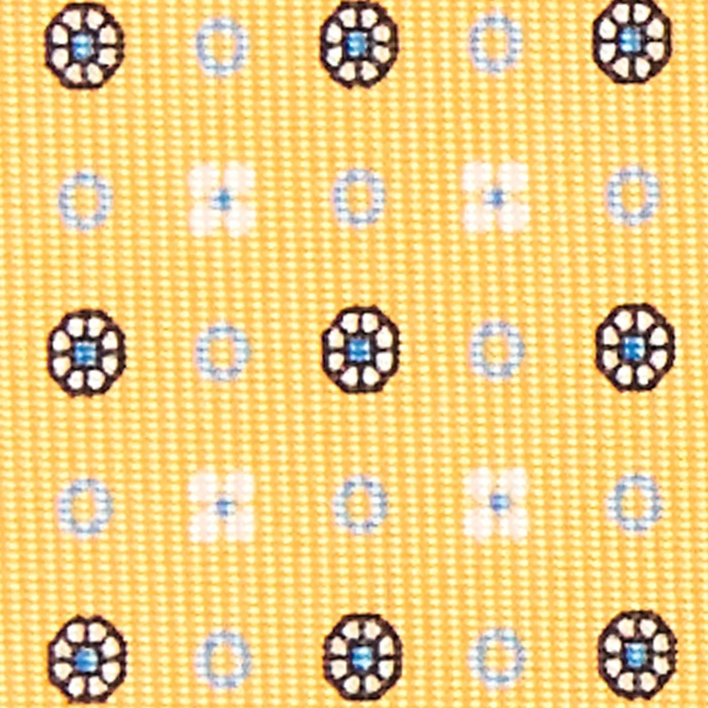 Yellow Sartorial Classic Silk Tie - Small Flower Pattern