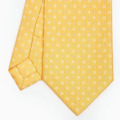 Yellow Sartorial Classic Silk Tie - Small Flower Pattern