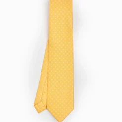 Yellow Sartorial Classic Silk Tie - Small Flower Pattern