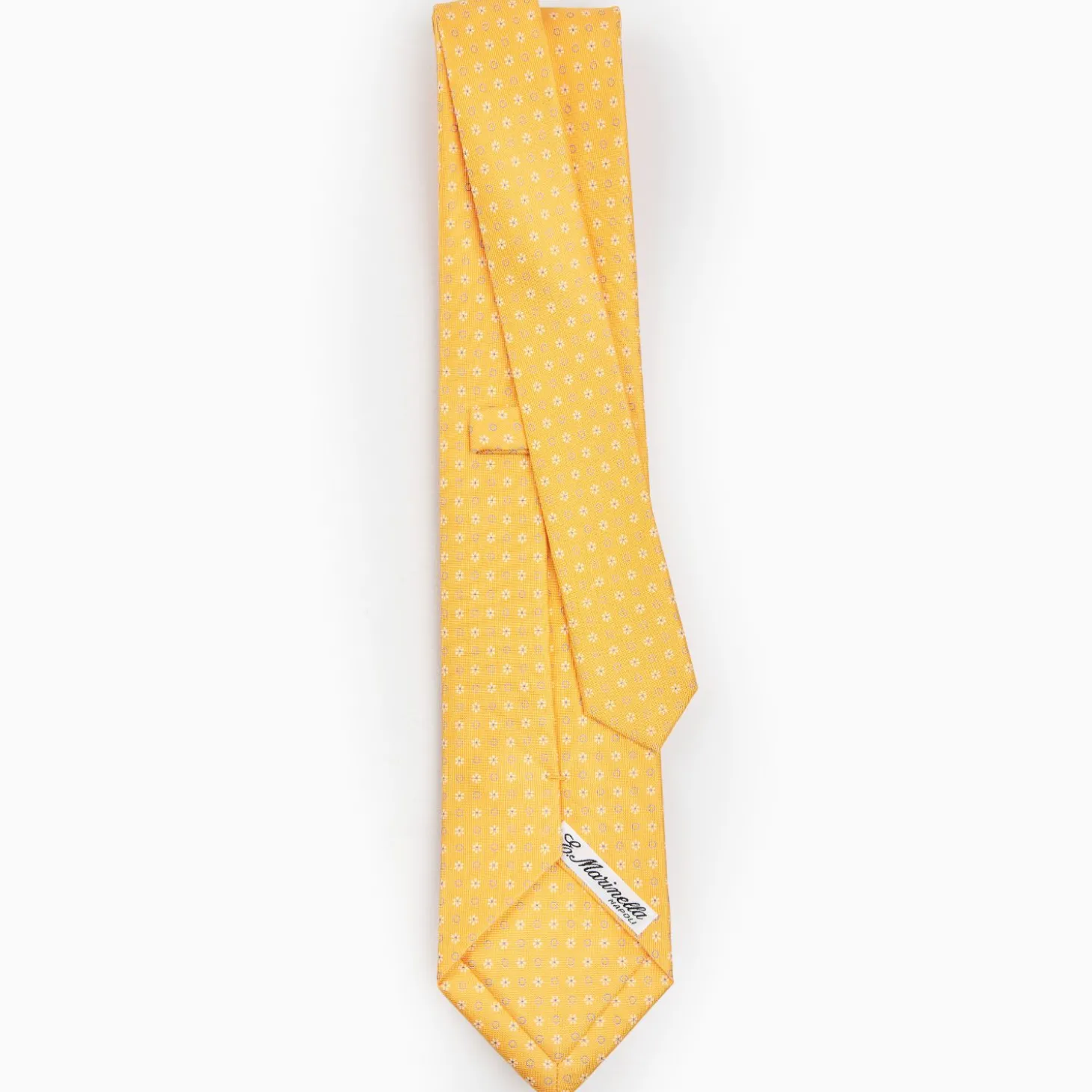 Yellow Sartorial Classic Silk Tie - Small Flower Pattern