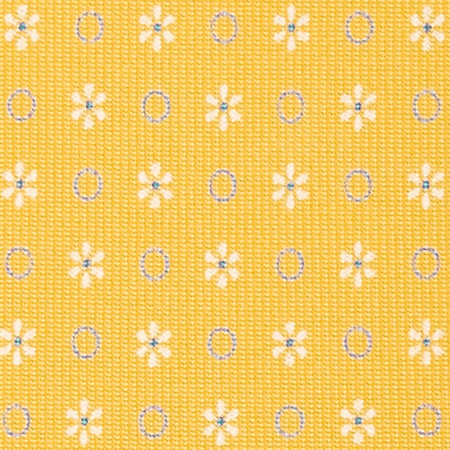 Yellow Sartorial Classic Silk Tie - Small Flower Pattern