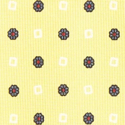 Yellow Sartorial Classic Silk Tie - Small Flower Pattern