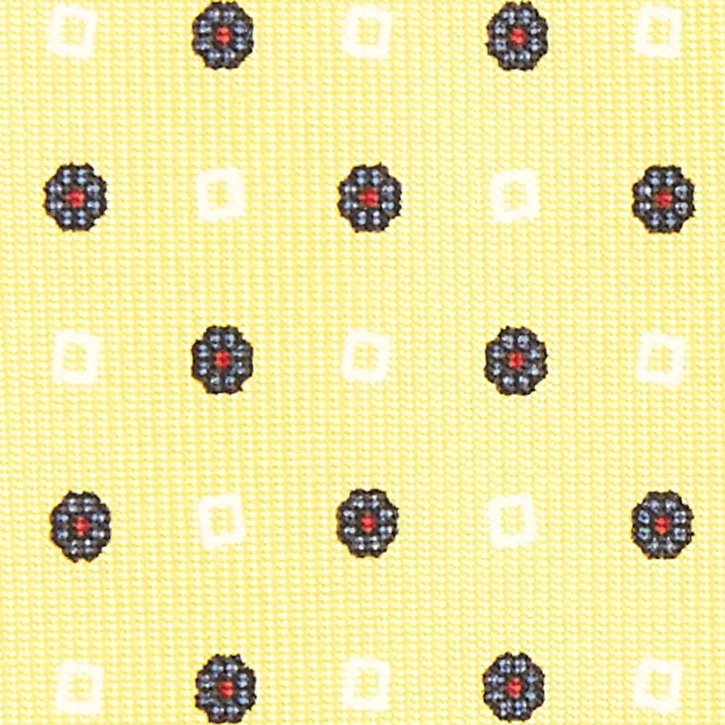 Yellow Sartorial Classic Silk Tie - Small Flower Pattern