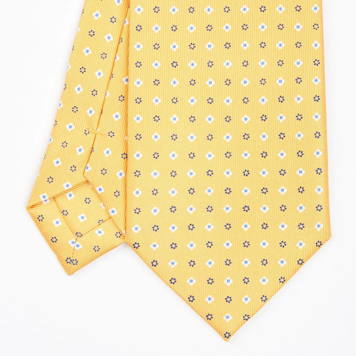 Yellow Sartorial Classic Silk Tie - Small Flower Designs