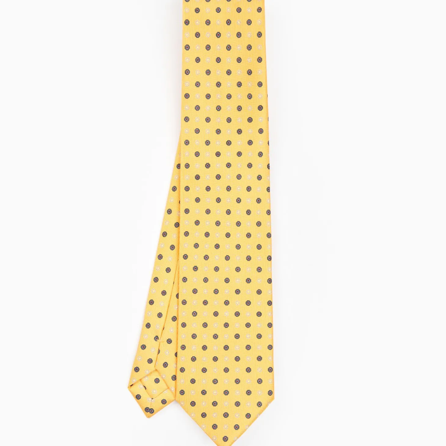 Yellow Sartorial Classic Silk Tie - Small Flower Pattern