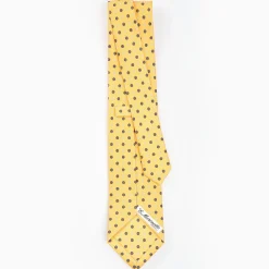 Yellow Sartorial Classic Silk Tie - Small Flower Pattern