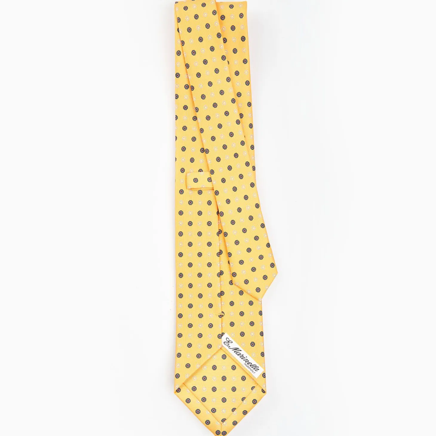 Yellow Sartorial Classic Silk Tie - Small Flower Pattern