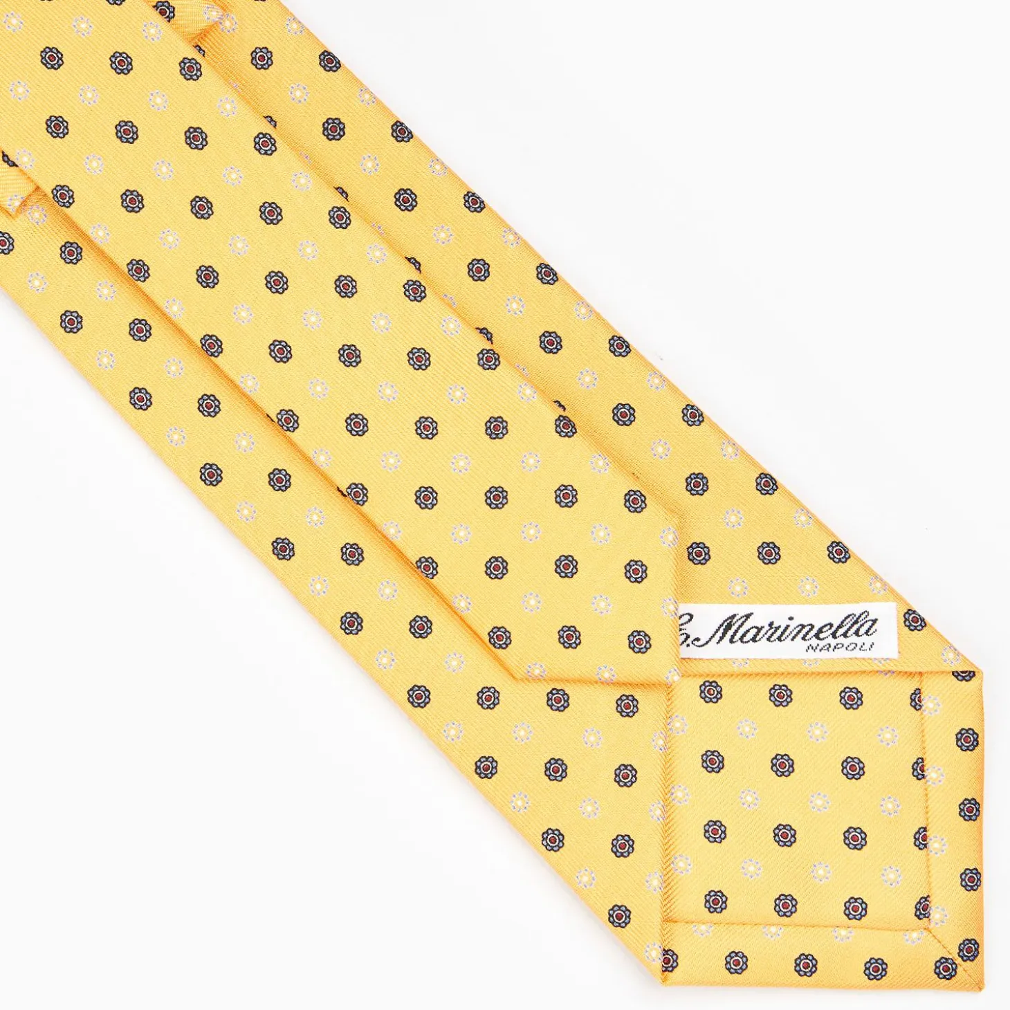Yellow Sartorial Classic Silk Tie - Small Flower Pattern