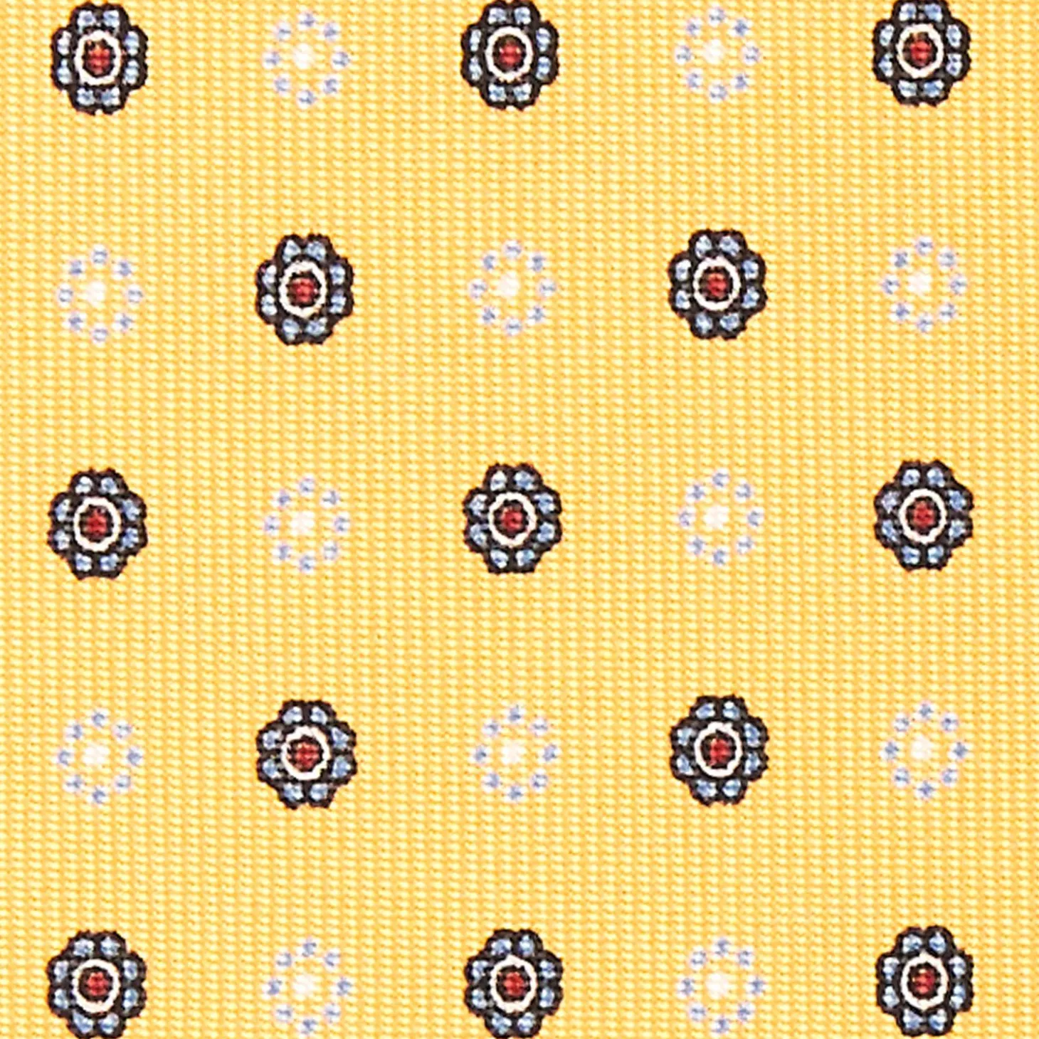 Yellow Sartorial Classic Silk Tie - Small Flower Pattern