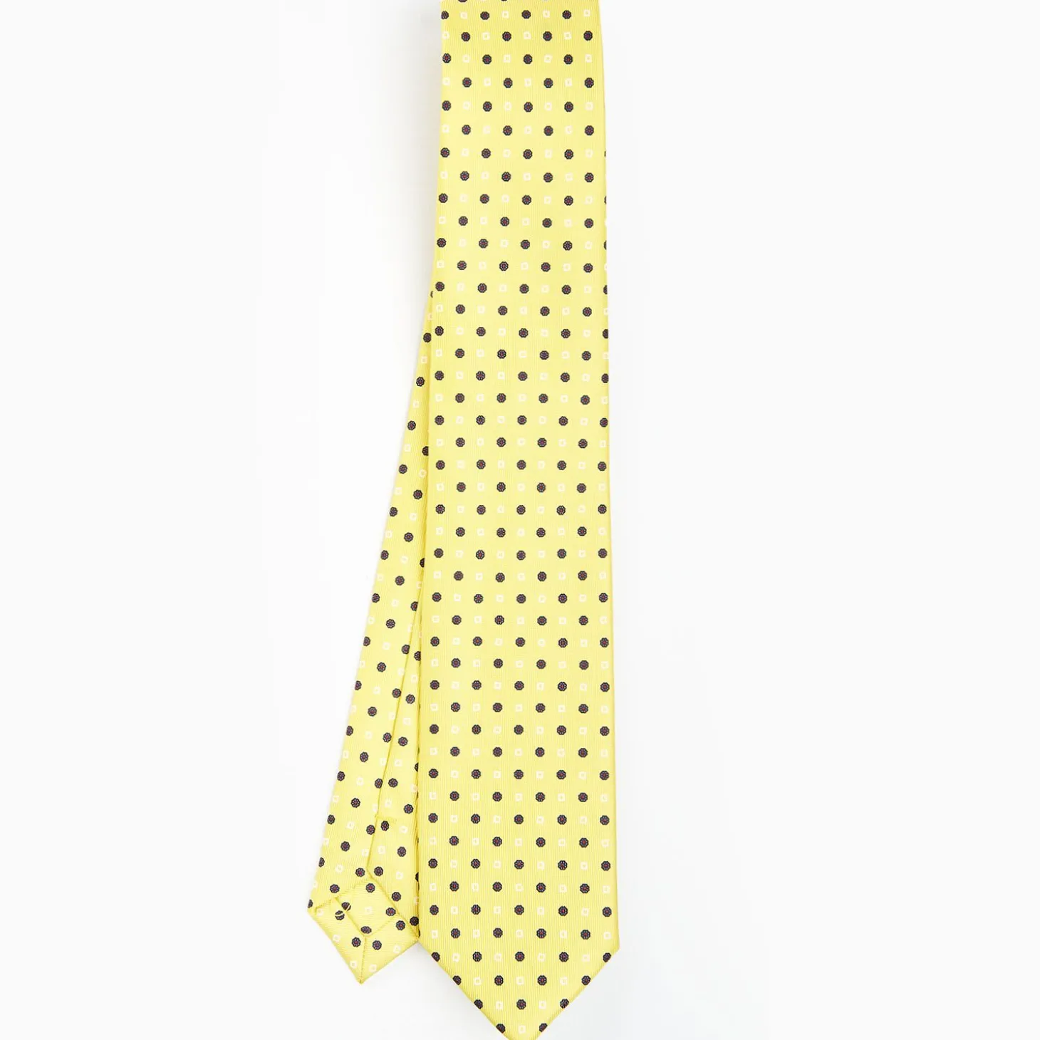 Yellow Sartorial 7 Cm Silk Tie - Small Flower Pattern