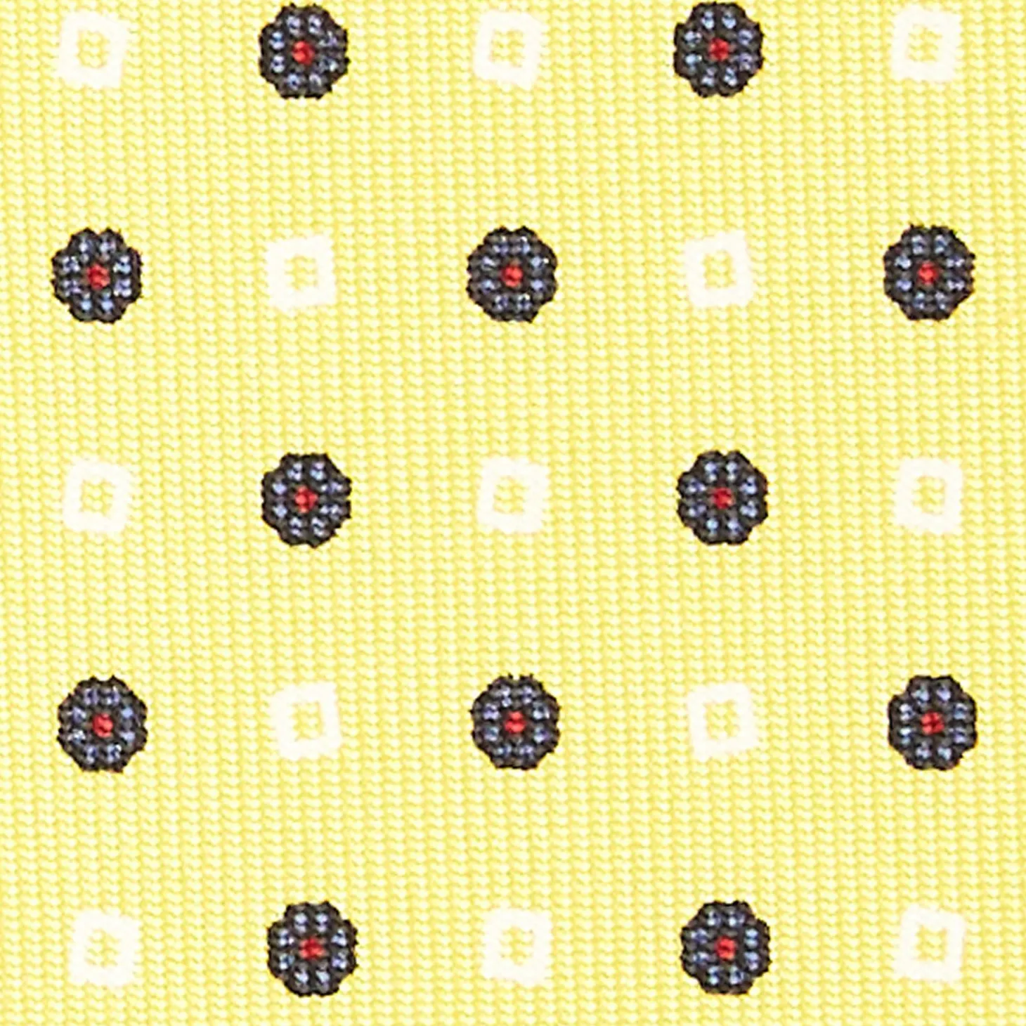 Yellow Sartorial 7 Cm Silk Tie - Small Flower Pattern
