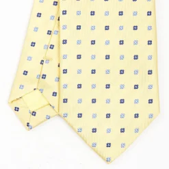 Yellow Sartorial Jacquard Silk Tie - Small Flower Designs