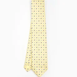 Yellow Sartorial Jacquard Silk Tie - Small Flower Designs