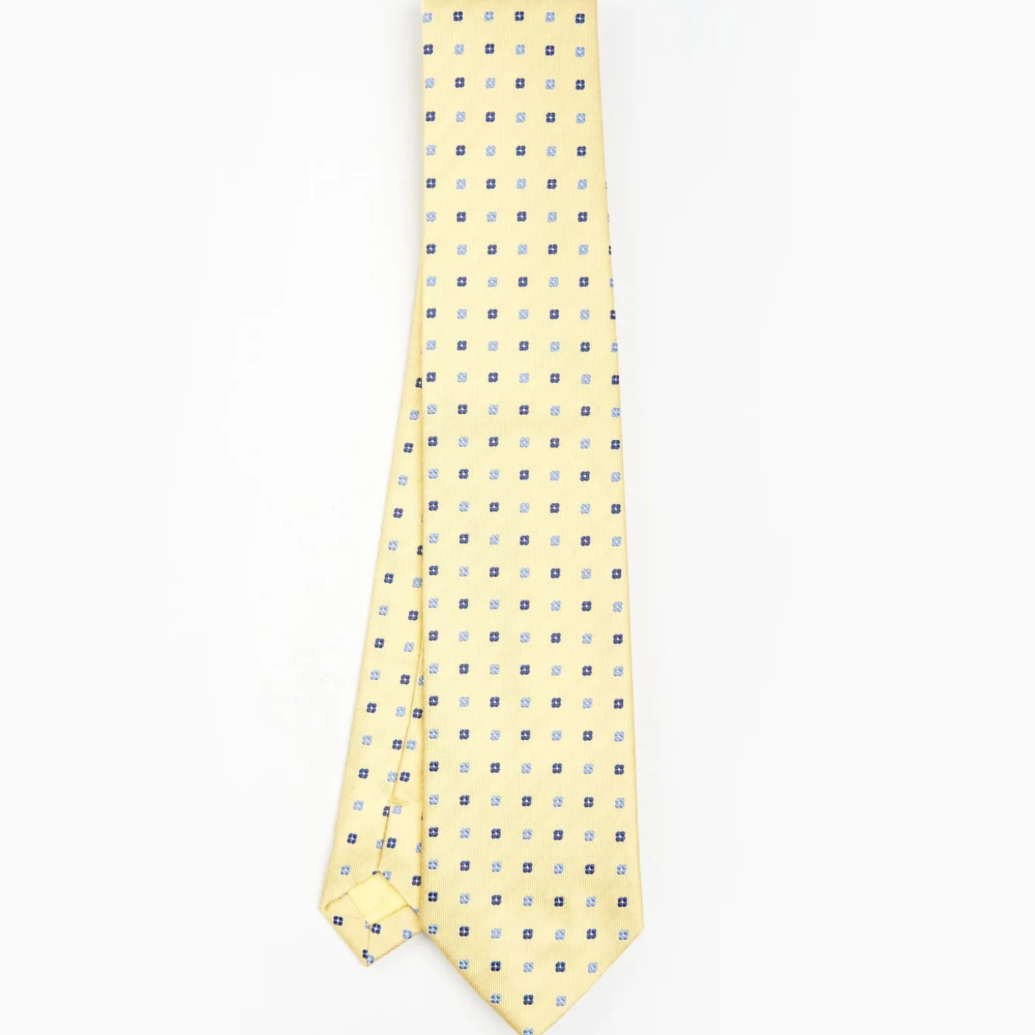 Yellow Sartorial Jacquard Silk Tie - Small Flower Designs