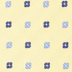 Yellow Sartorial Jacquard Silk Tie - Small Flower Designs
