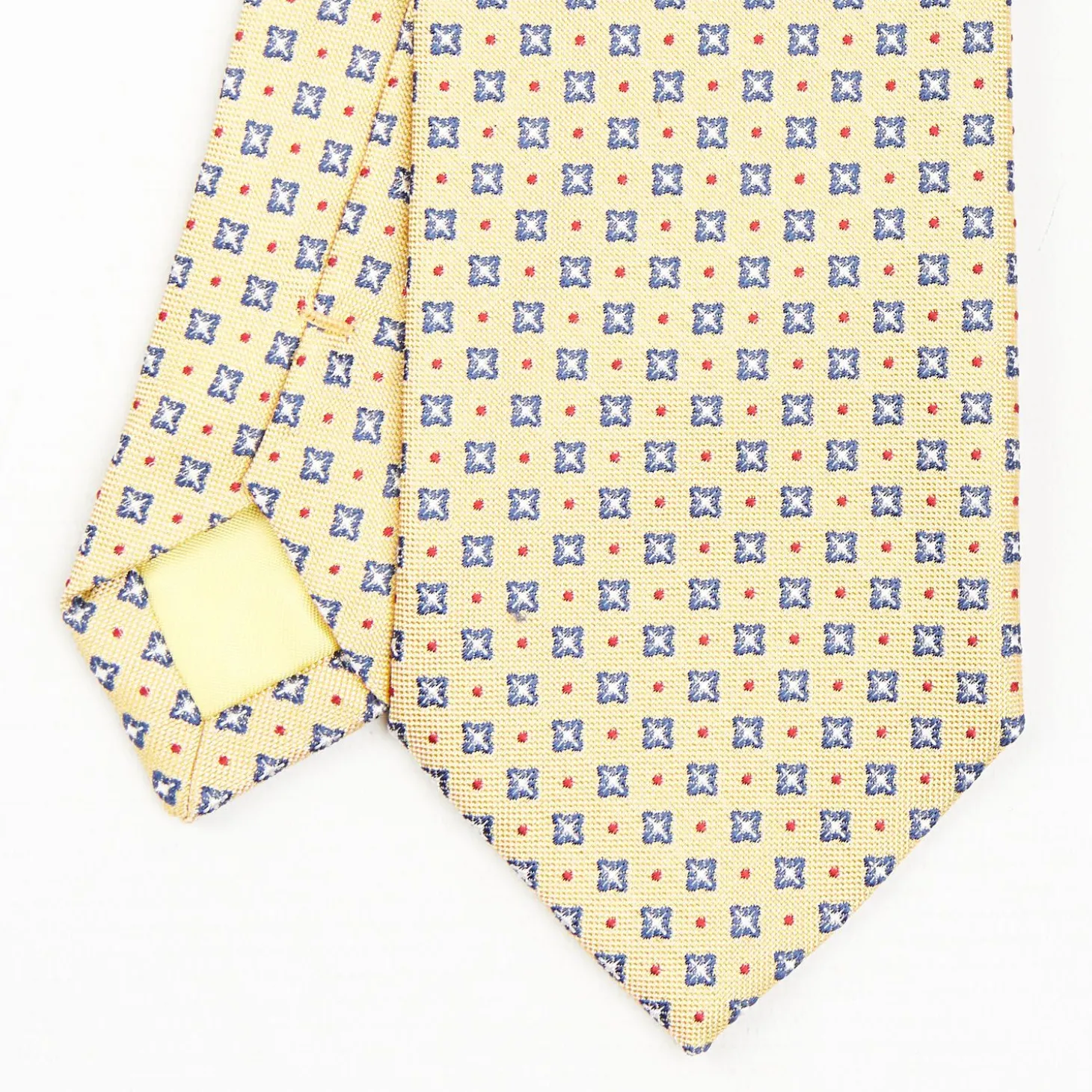 Yellow Sartorial Jacquard Silk Tie - Large Flower Pattern