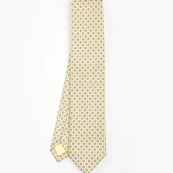 Yellow Sartorial Jacquard Silk Tie - Large Flower Pattern