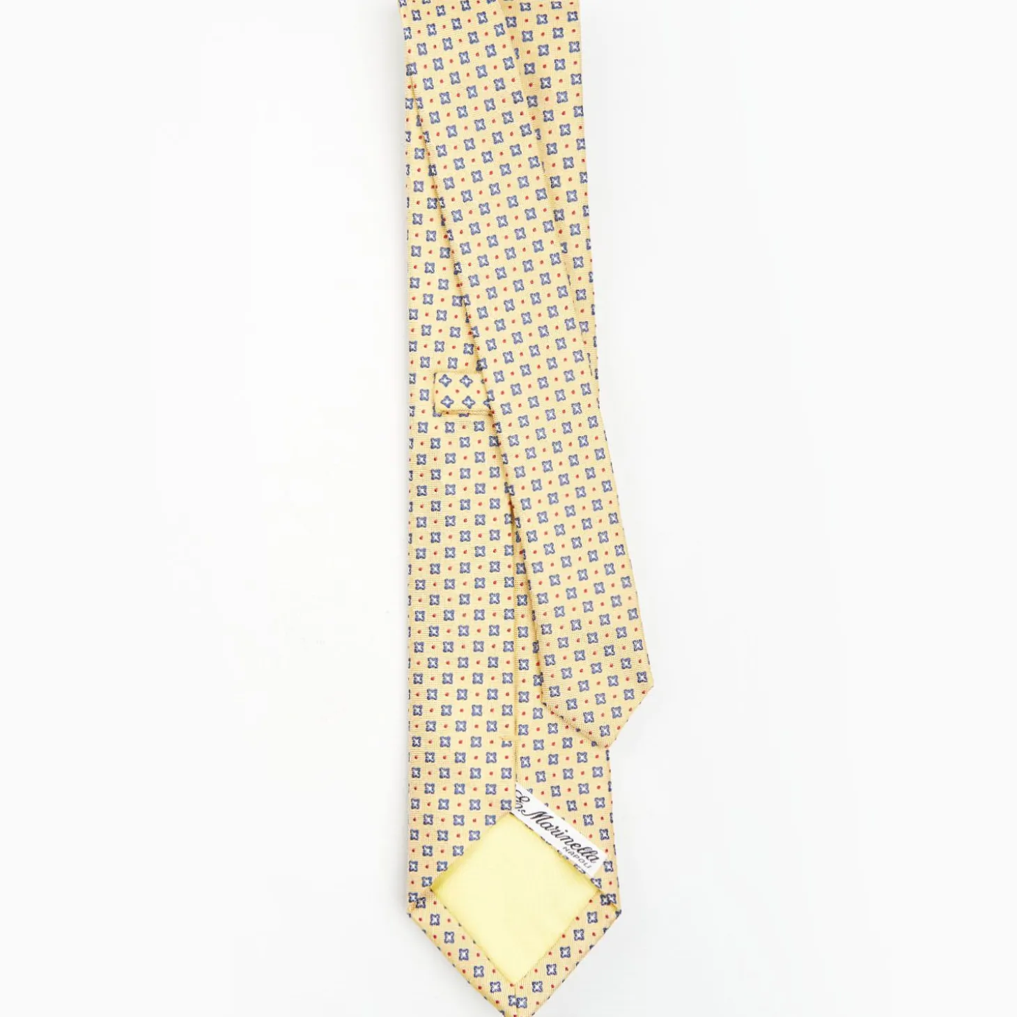 Yellow Sartorial Jacquard Silk Tie - Large Flower Pattern