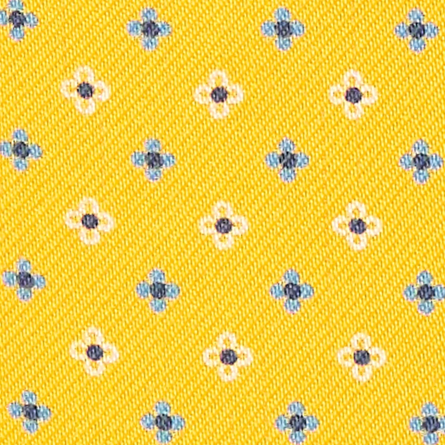 Yellow Silk Ascot Tie - Small Flower Designs