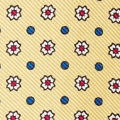 Yellow Silk Bowtie To Self-Tie - Small Flower Pattern