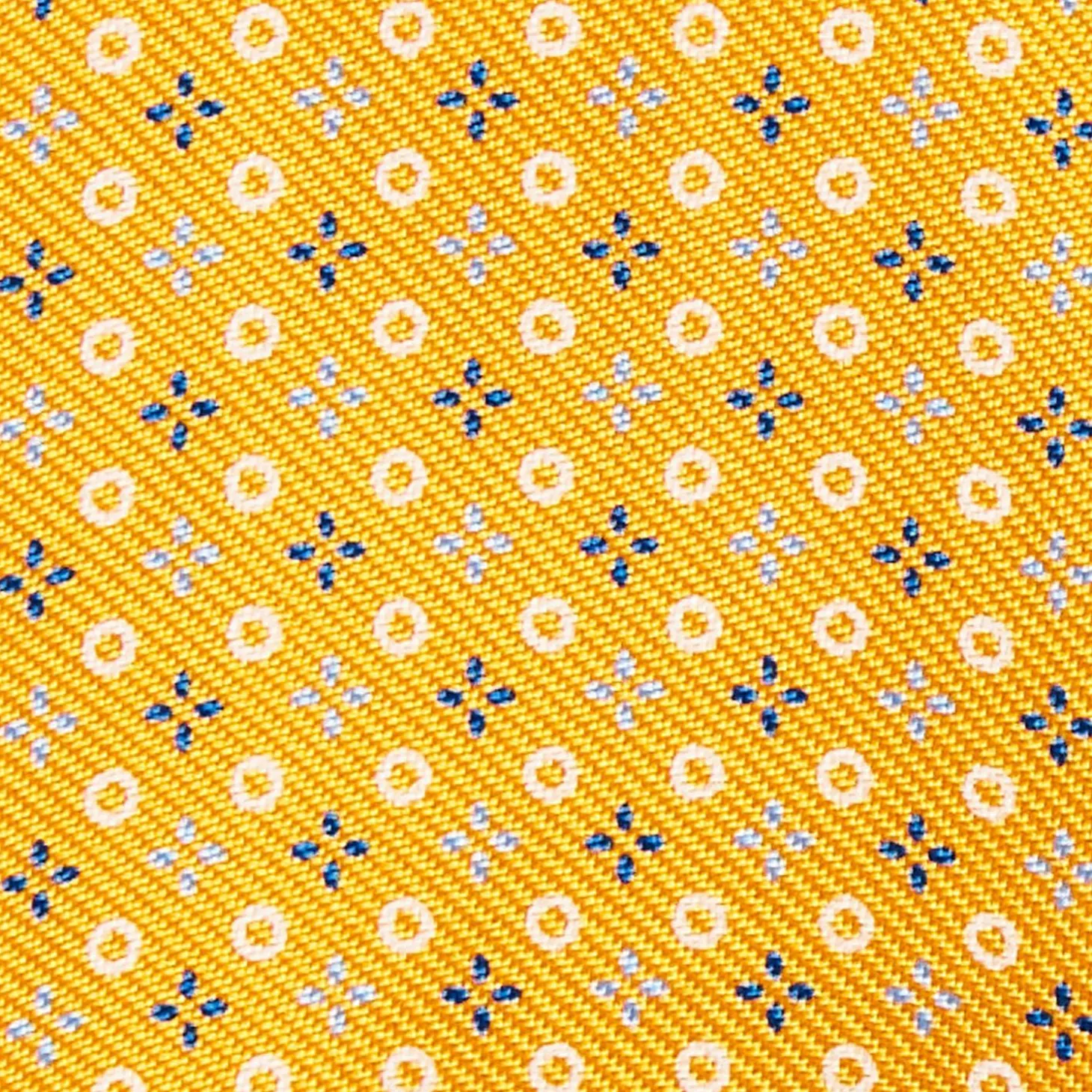 Yellow Silk Bowtie To Self-Tie - Small Flower Pattern