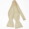Yellow Silk Bowtie To Self-Tie - Small Flower Pattern