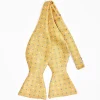 Yellow Silk Bowtie To Self-Tie - Small Flower Pattern