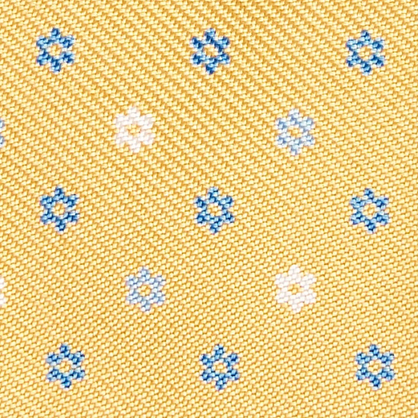 Yellow Silk Bowtie To Self-Tie - Small Flower Pattern