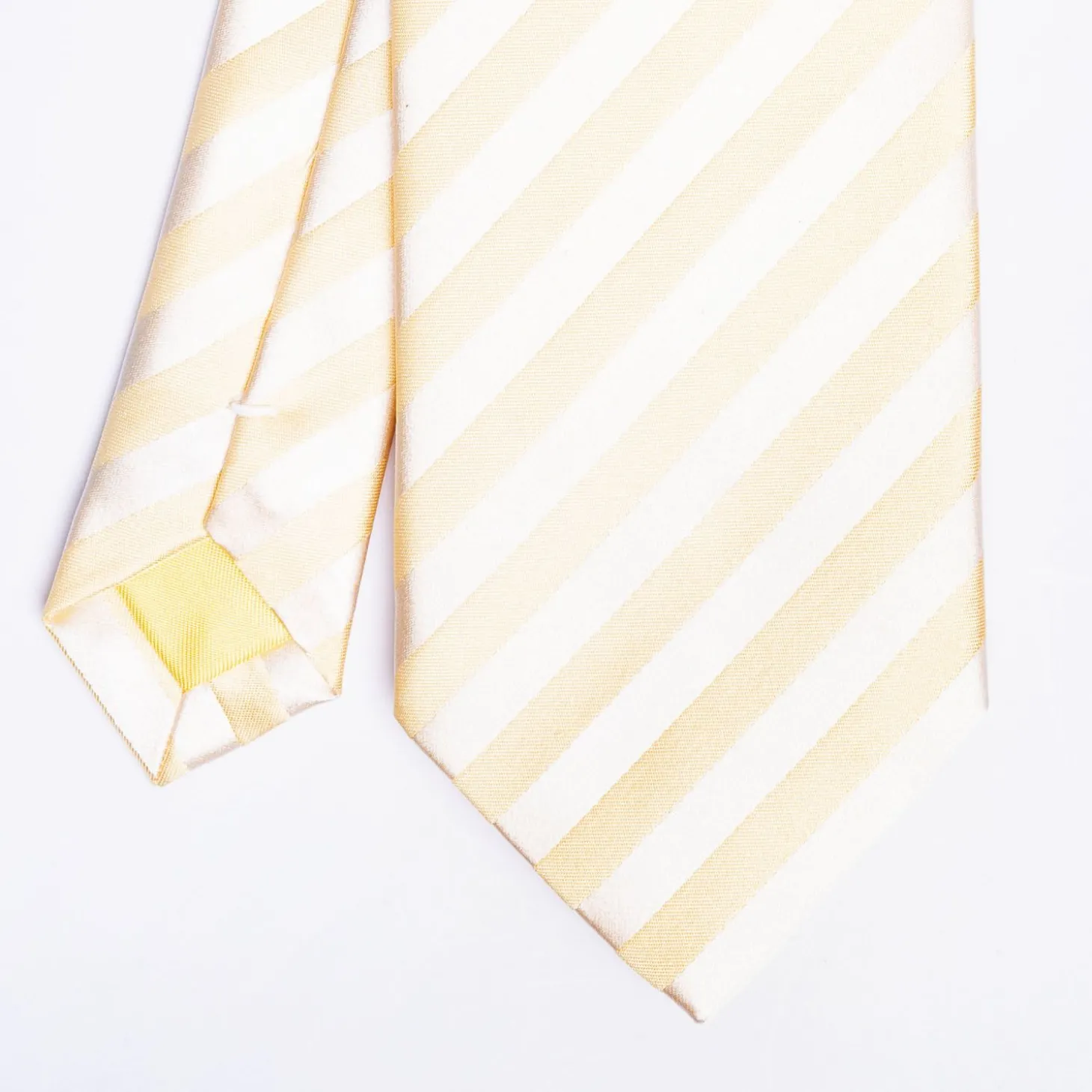 Yellow Striped Satin Silk Ceremony Tie