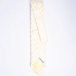 Yellow Striped Satin Silk Ceremony Tie