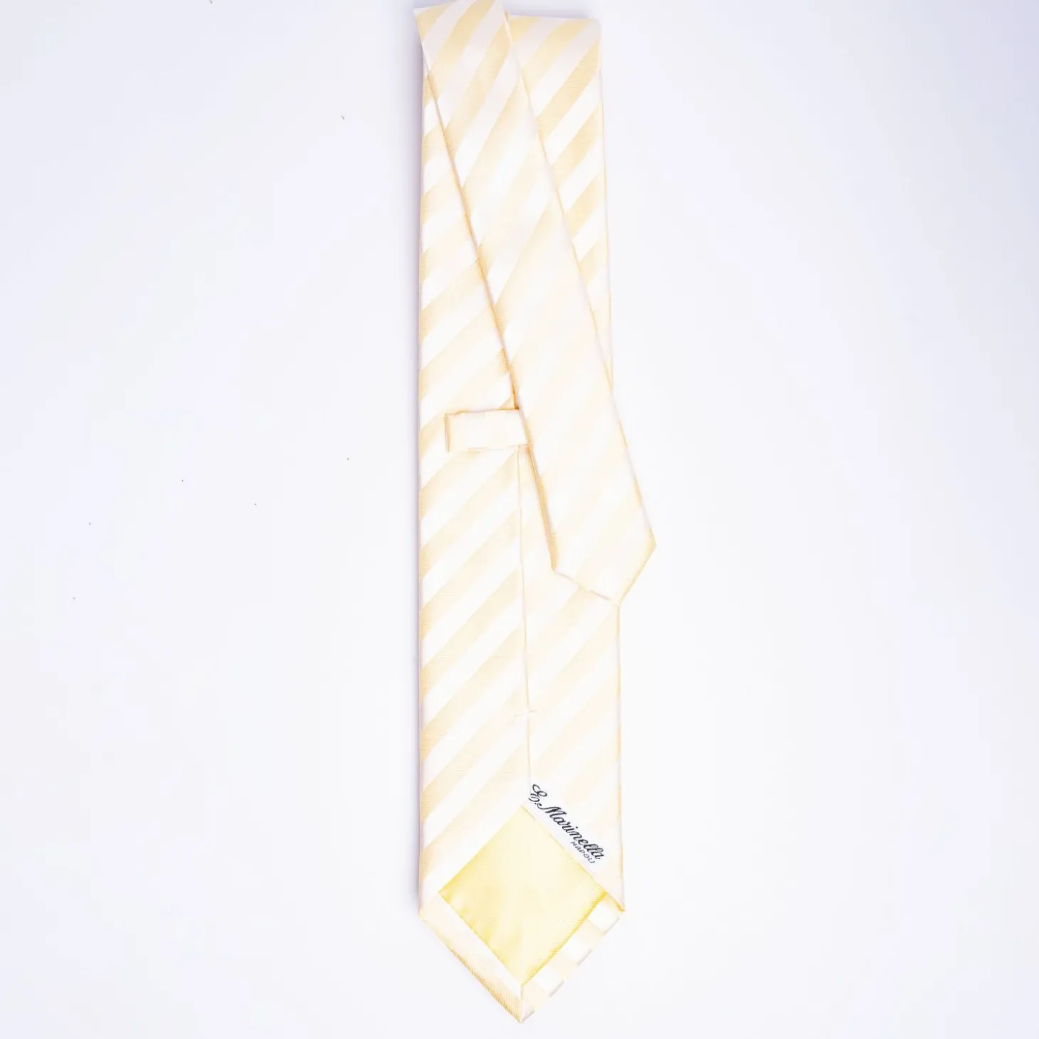 Yellow Striped Satin Silk Ceremony Tie