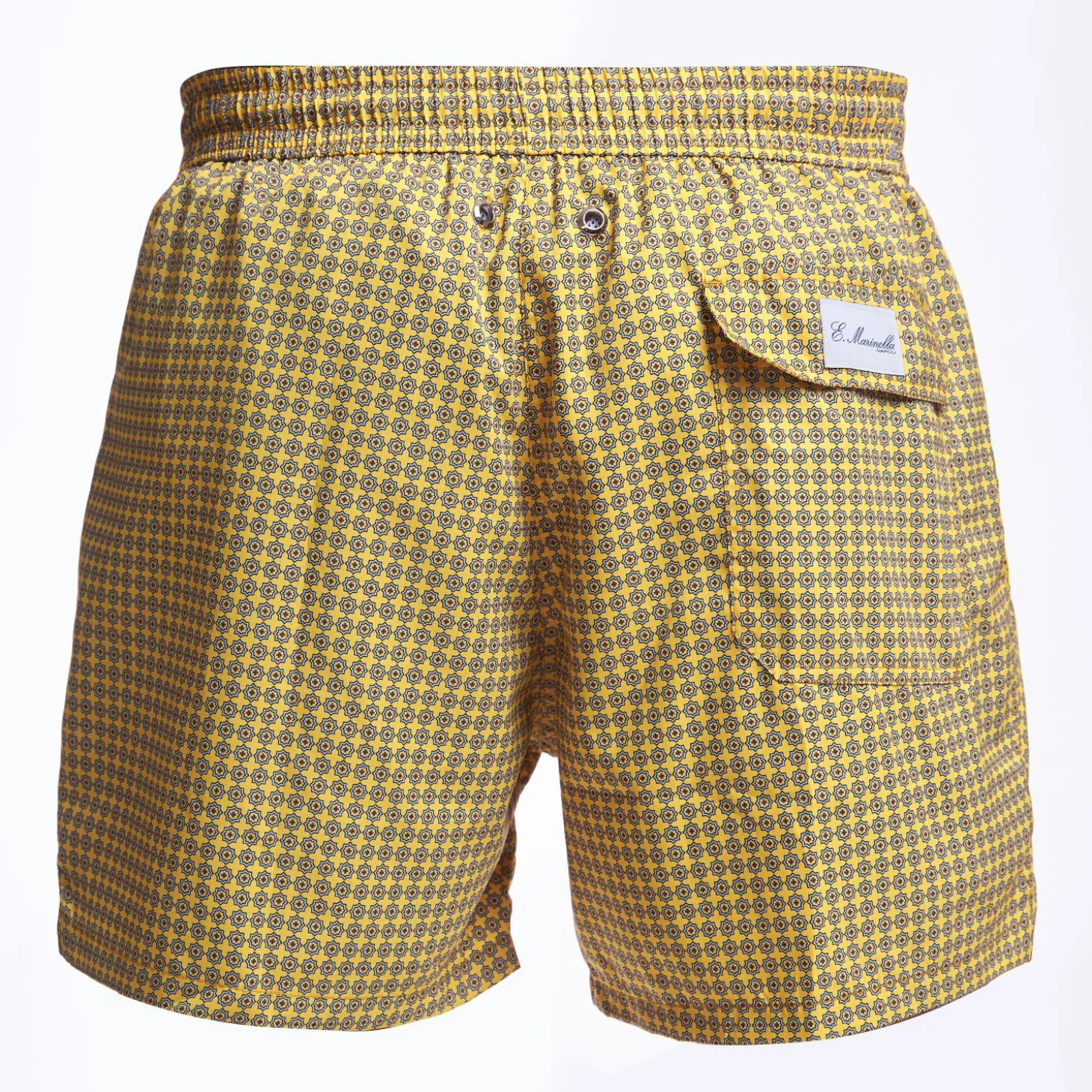 Yellow Swim Short - Small Flower Pattern