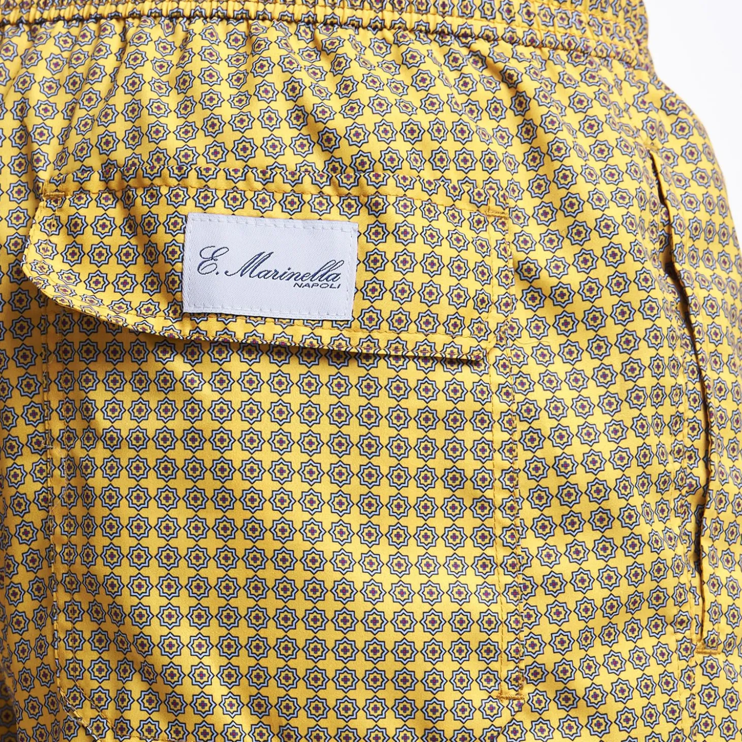 Yellow Swim Short - Small Flower Pattern