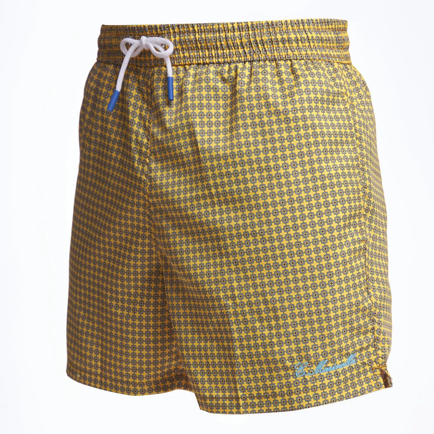 Yellow Swim Short - Small Flower Pattern