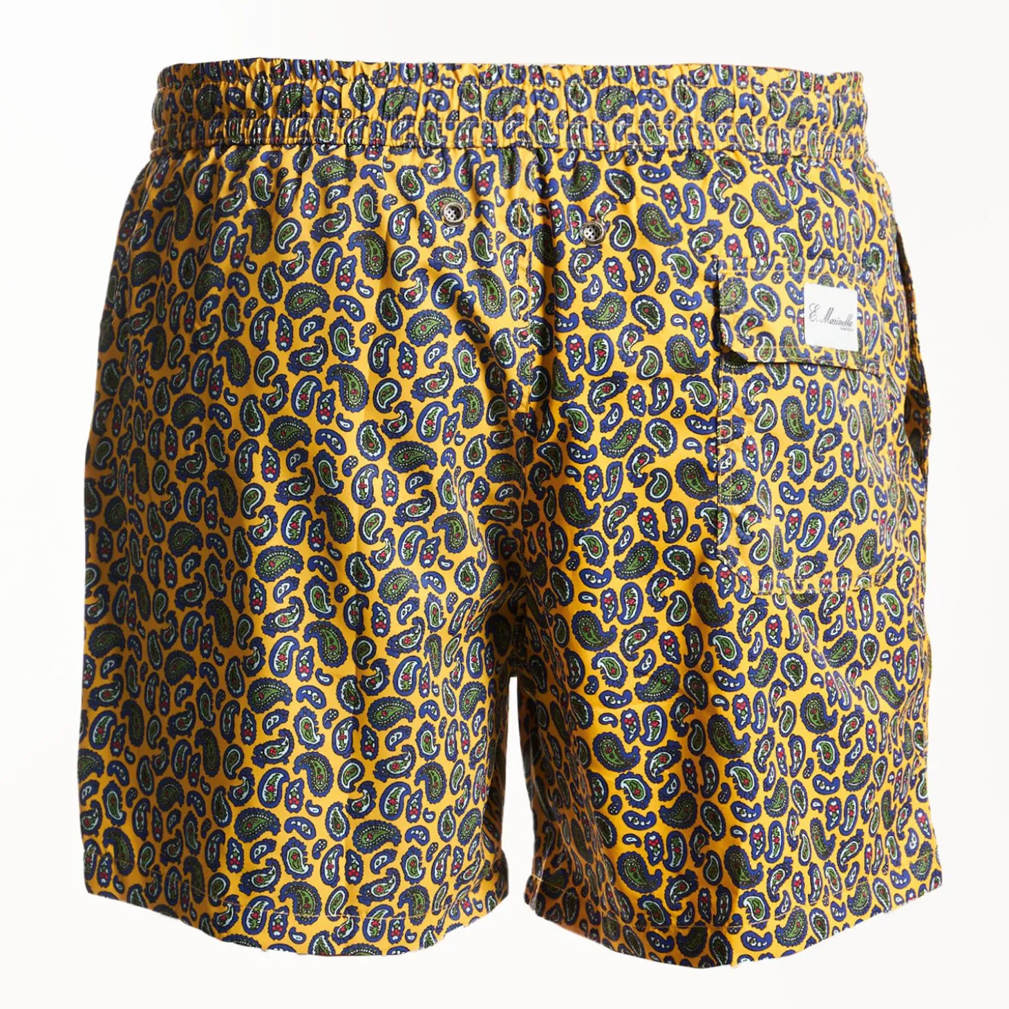 Yellow Swim Shorts- Paisley Pattern