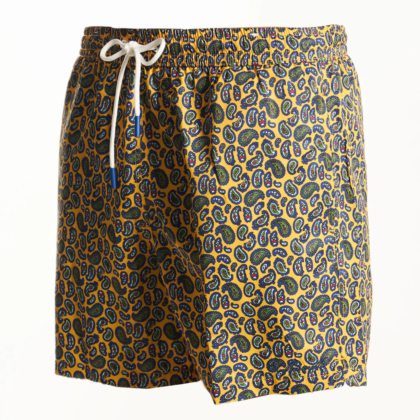 Yellow Swim Shorts- Paisley Pattern